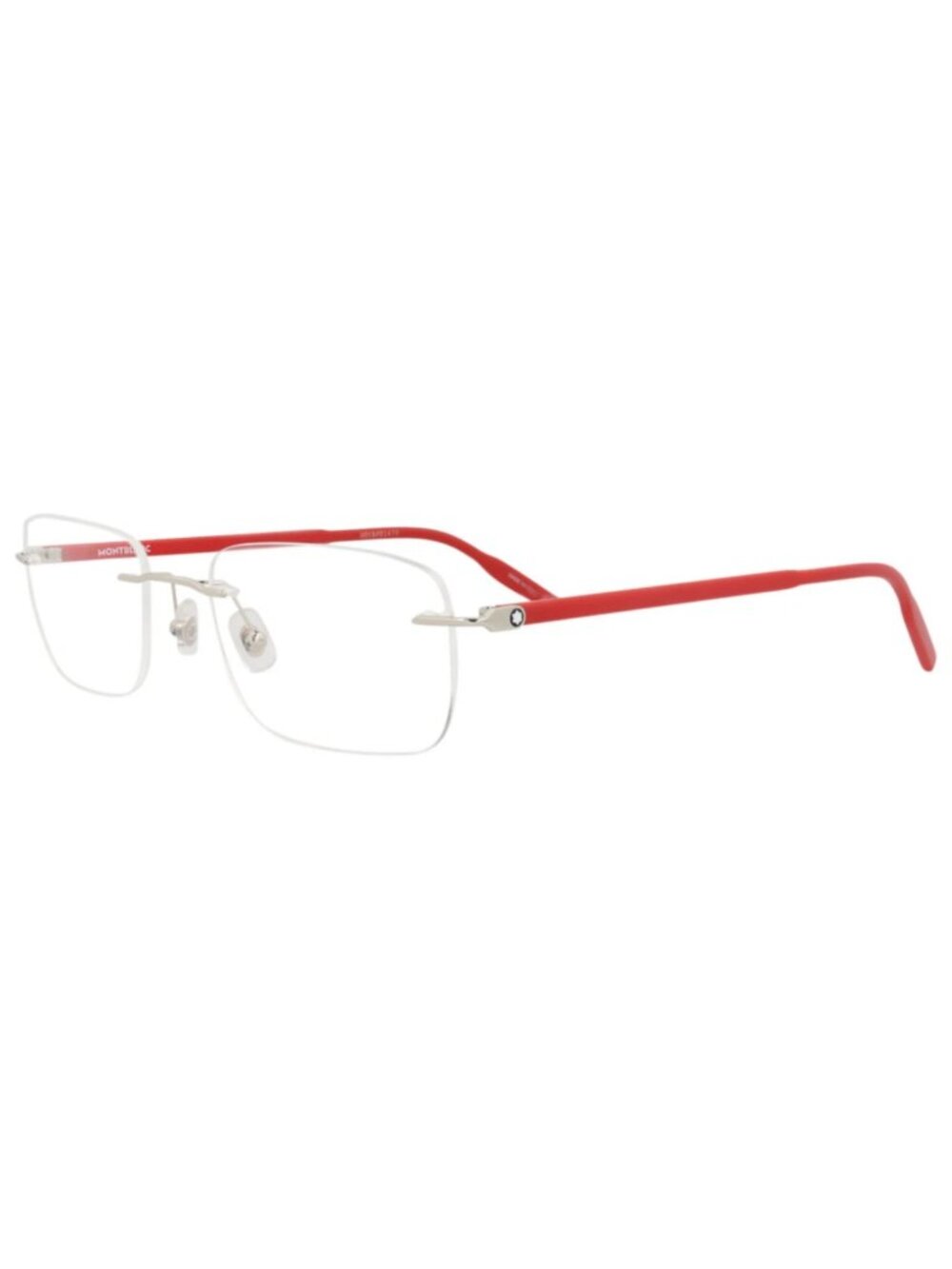 New Montblanc Women's Eyeglasses Square Rectangle Metal Frame Mens Silver Red